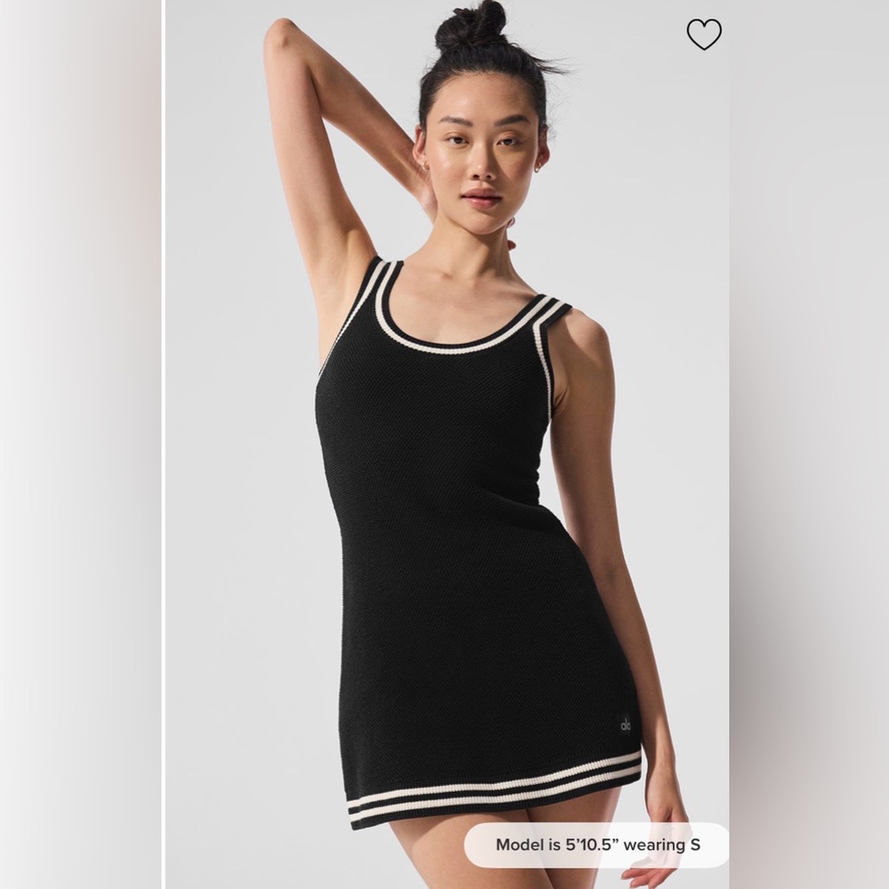 Alo yoga Tennis Club Sweater Knit Dress Black/White